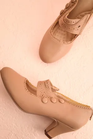 Genet Taupe | Closed Toe Heels
