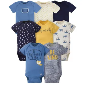 Gerber 8-pack Baby Boys' Fox Short Sleeve Onesies Bodysuits Gerber Childrenswea