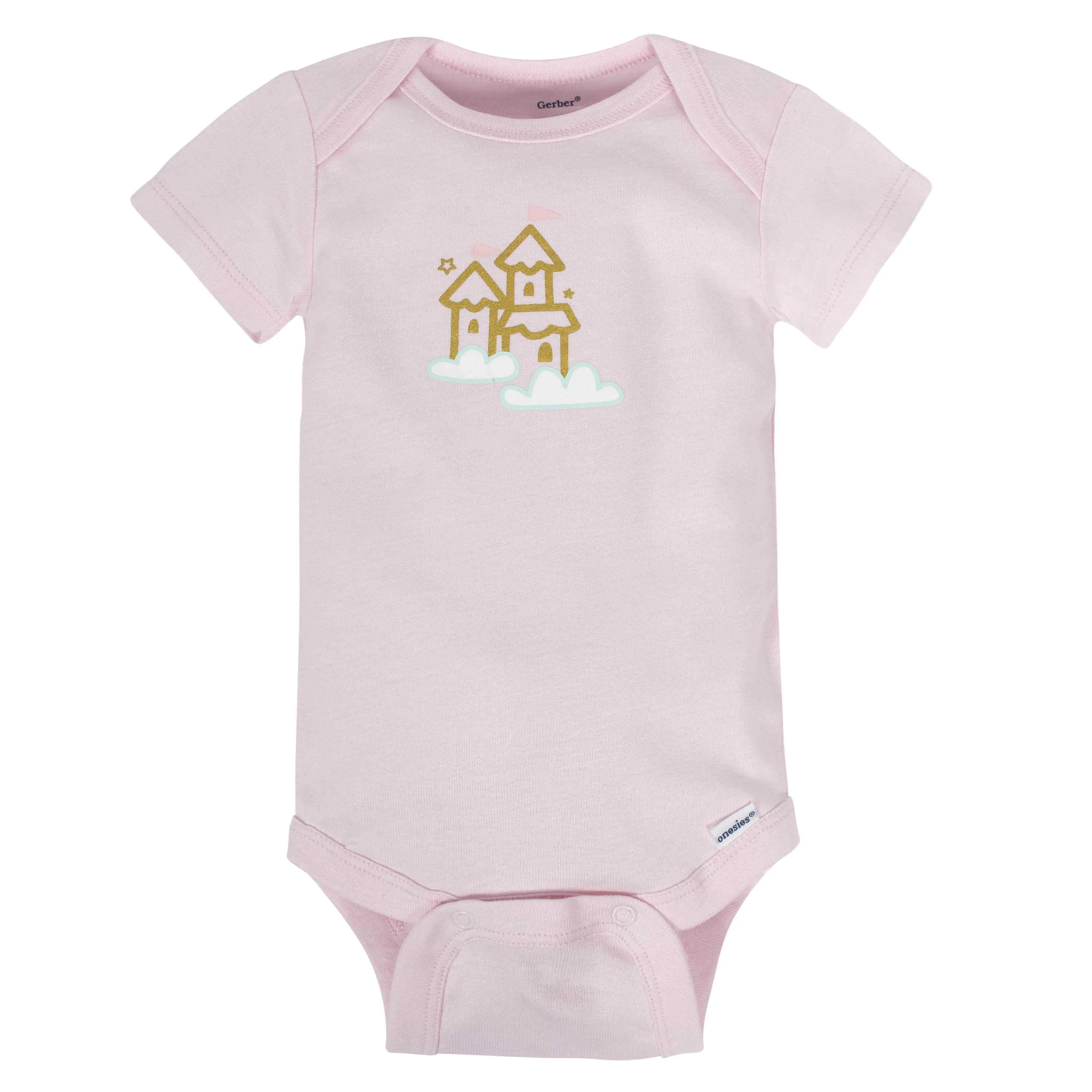 Gerber 8-pack Baby Girls' Castle Short Sleeve Onesies Bodysuits Gerber Childrenswea