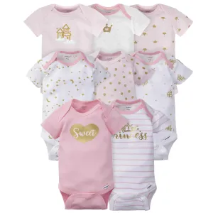 Gerber 8-pack Baby Girls' Castle Short Sleeve Onesies Bodysuits Gerber Childrenswea