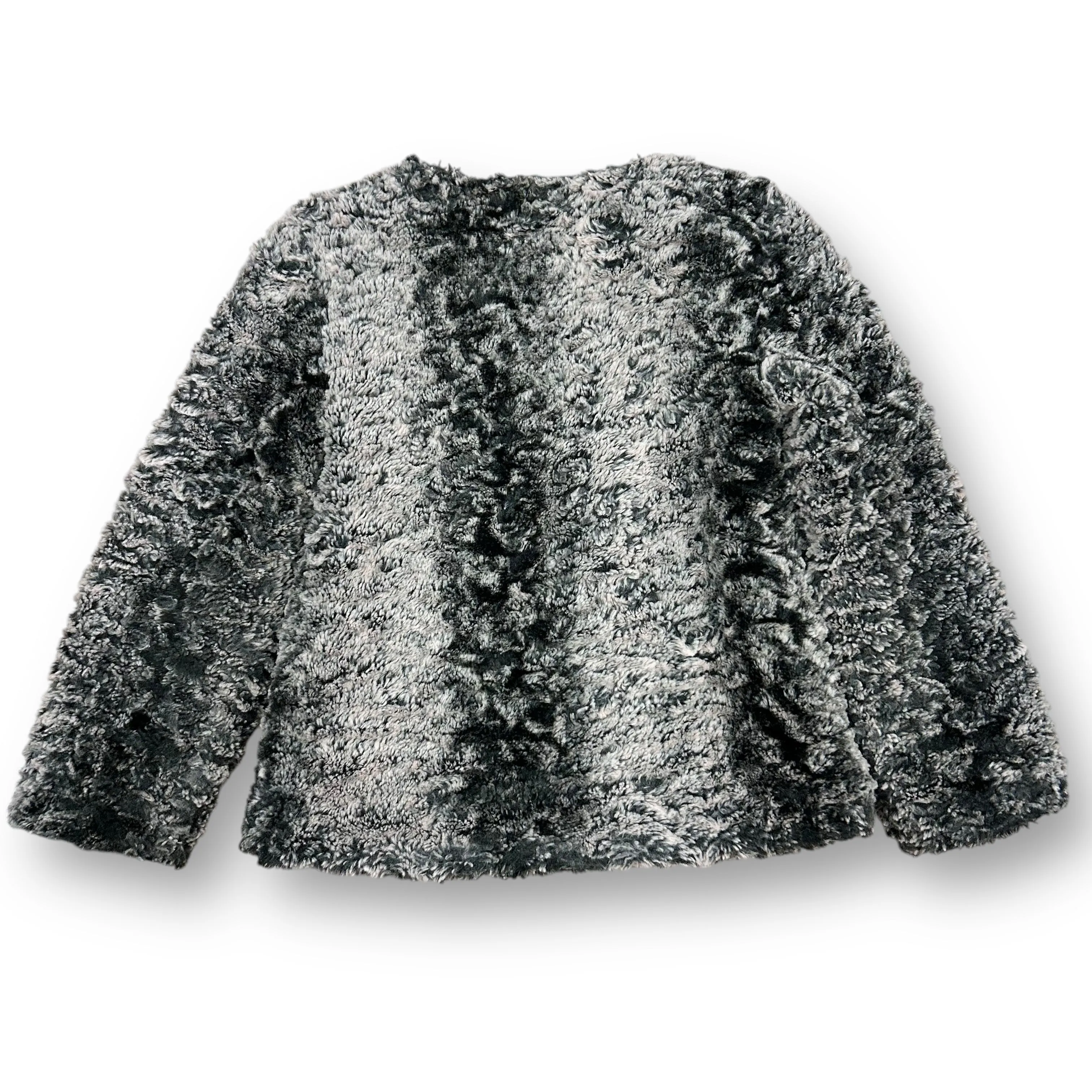 Girls 3 Pommes Size 5/6 Gray Fluffy Faux Fur Zippered Designer Jacket
