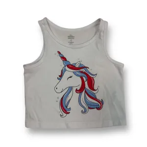 Girls 4th of July Size 4/5 White Patriotic Unicorn Tank