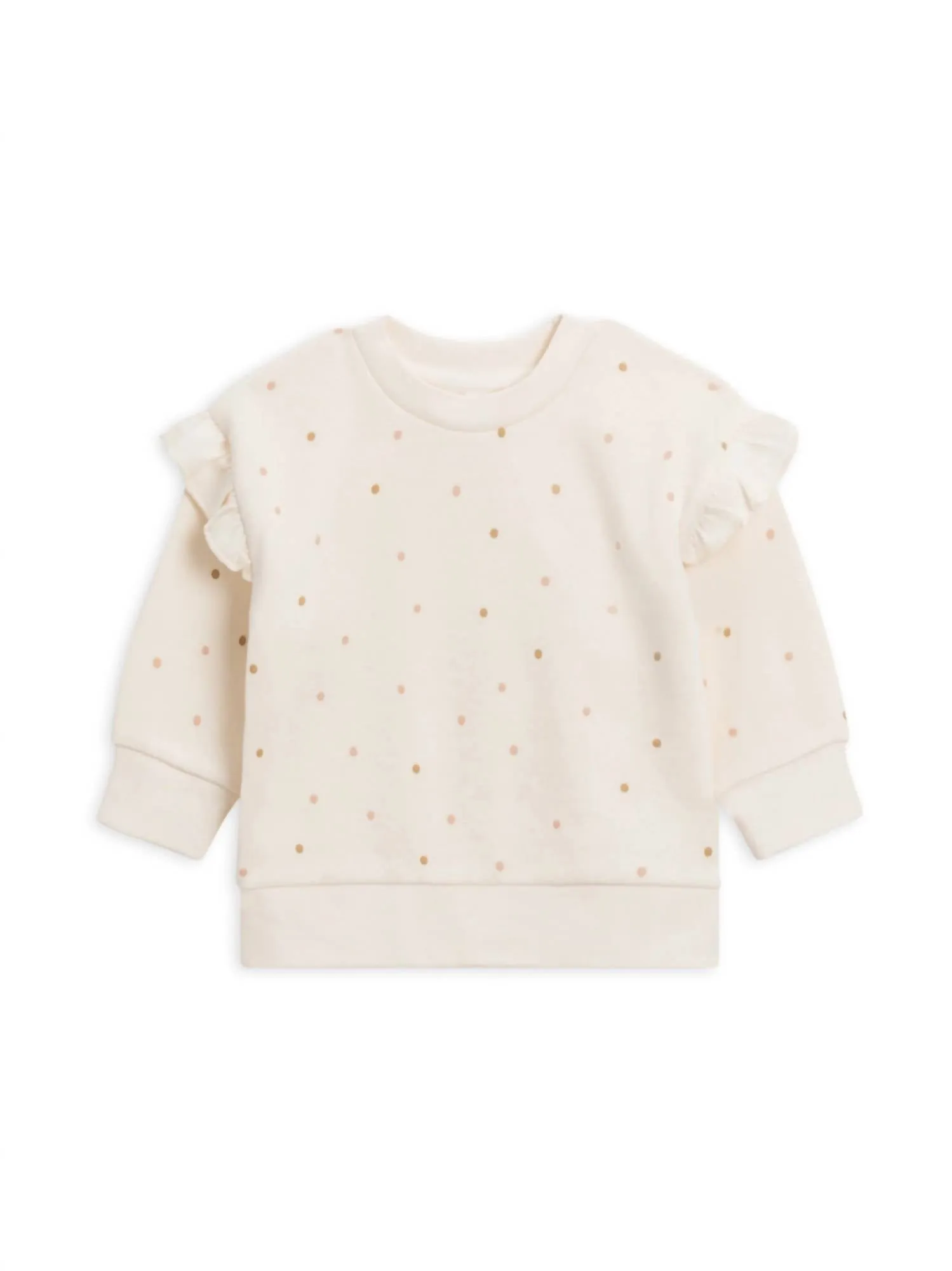 Girl's Abbie Fleece Ruffle Sleeve Pullover In Ivory/fawn