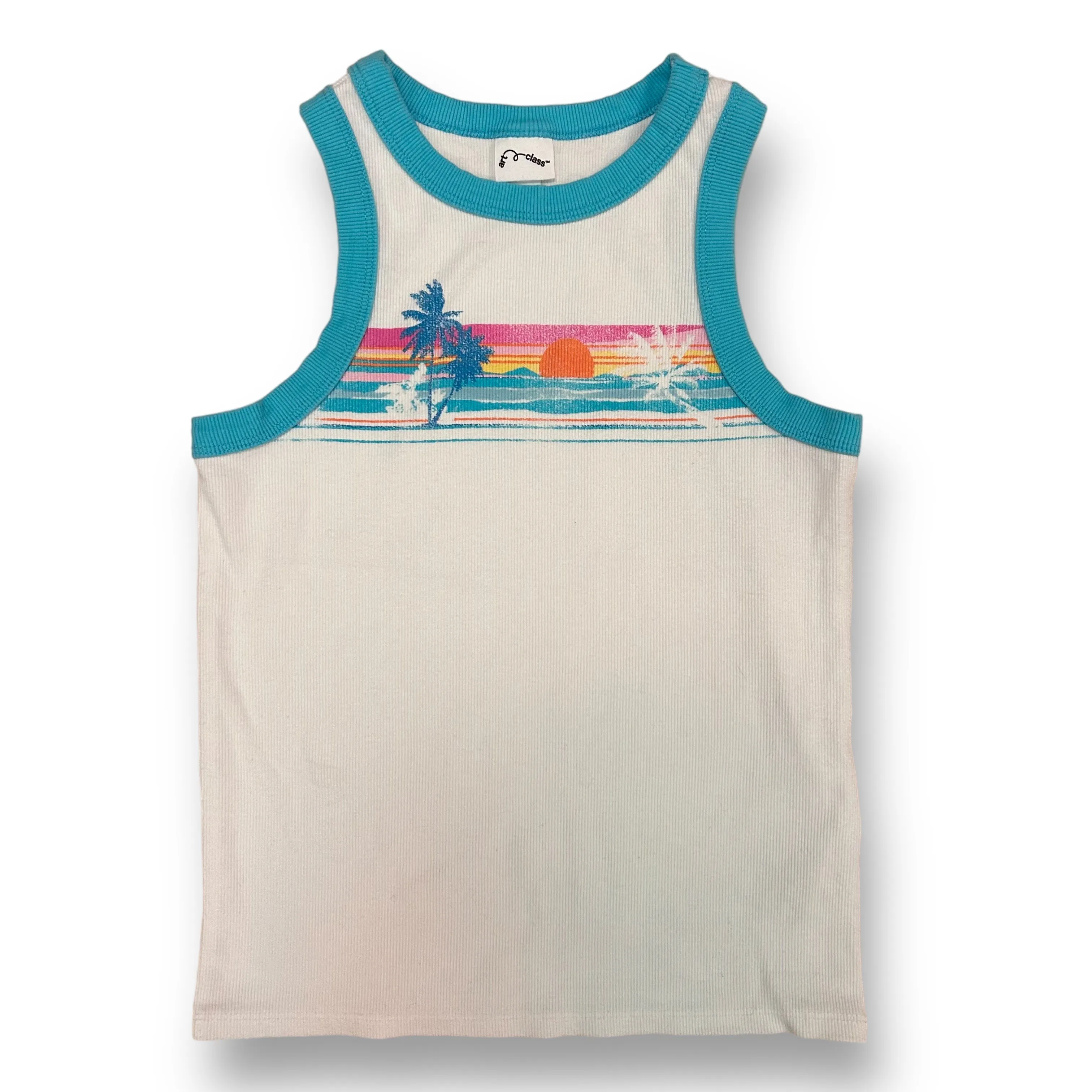 Girls Art Class Size 10/12 White Beach Ribbed Tank Top
