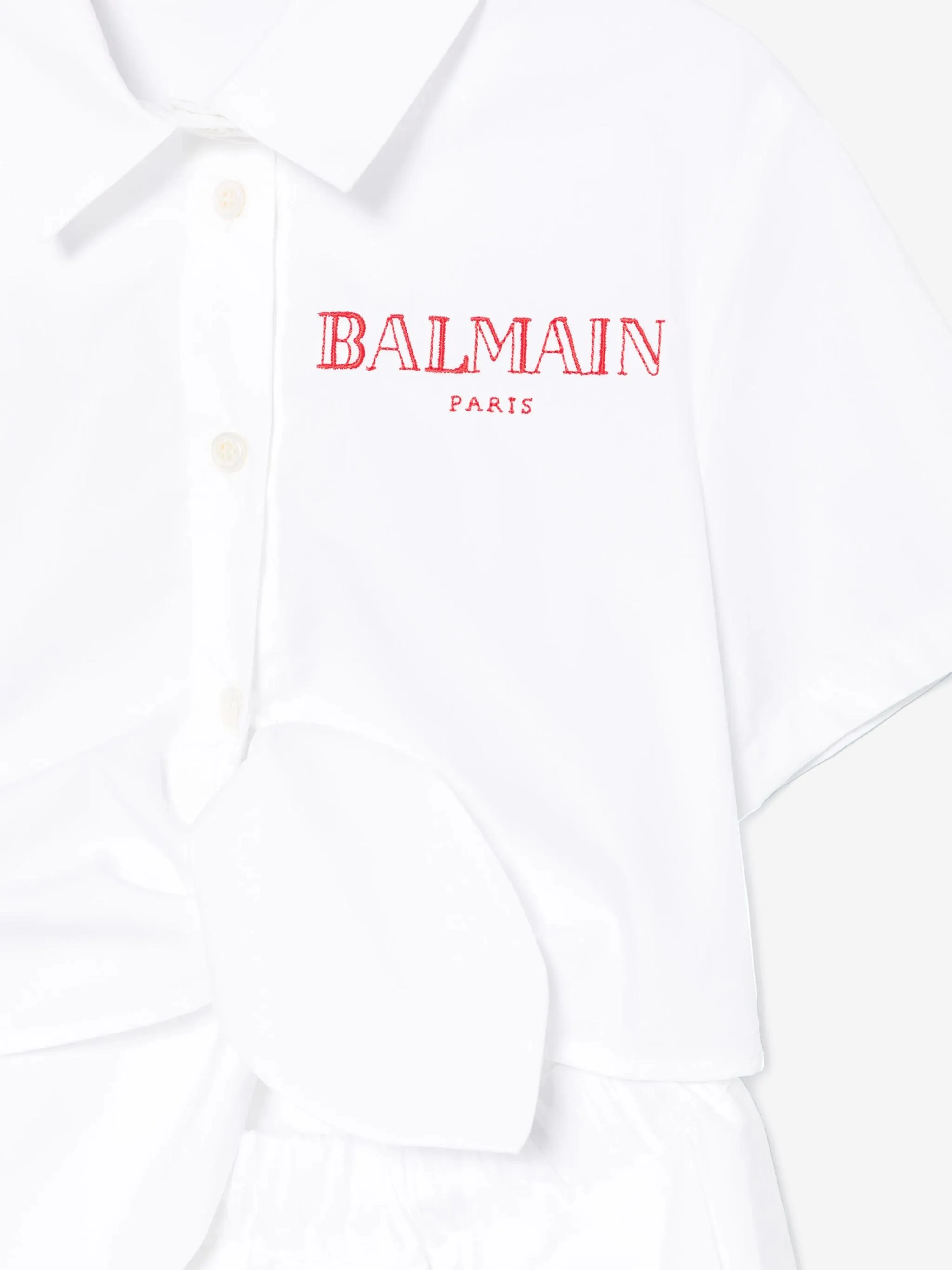 Girls Asymmetrical Shirt Dress in White