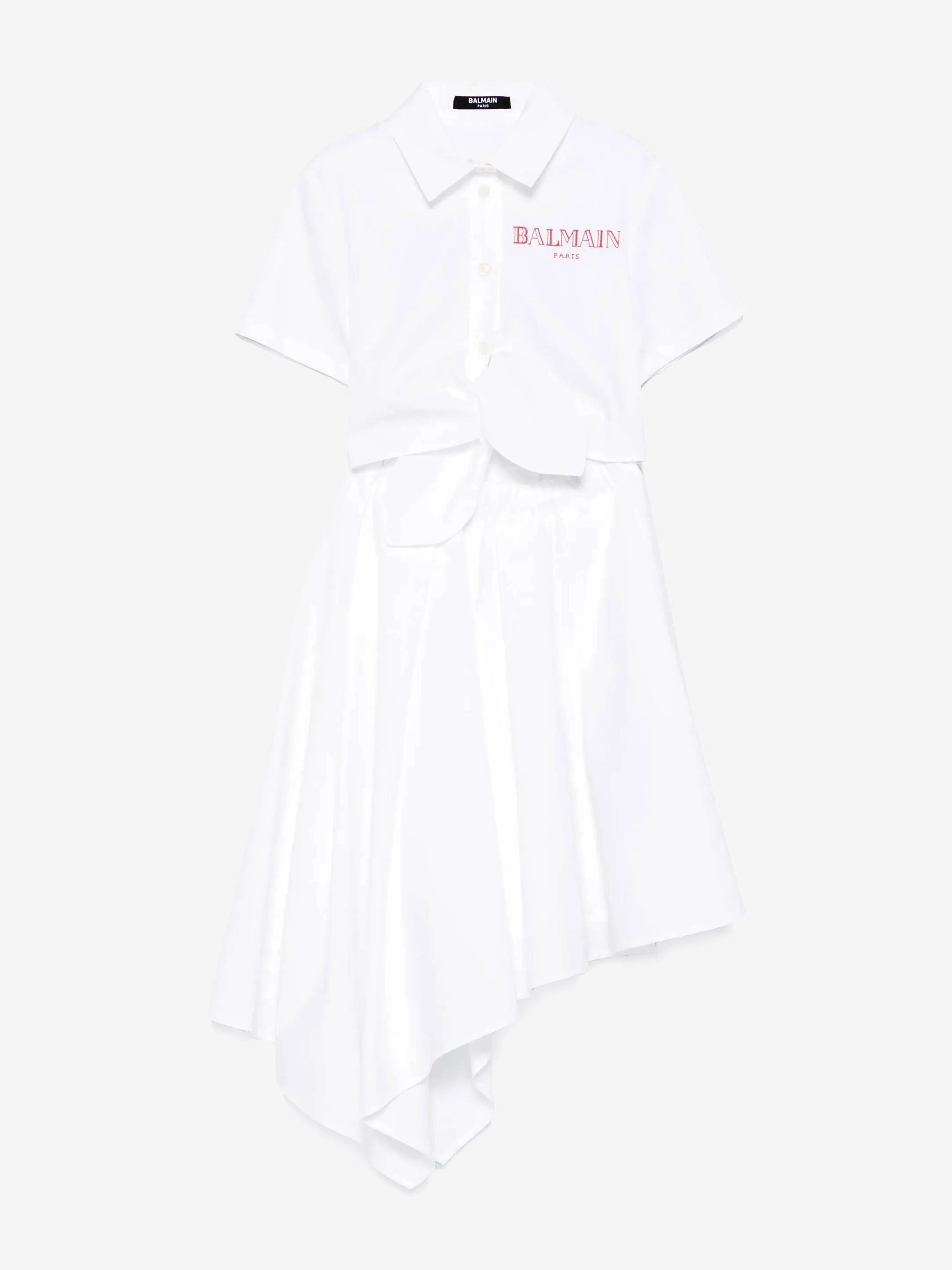 Girls Asymmetrical Shirt Dress in White