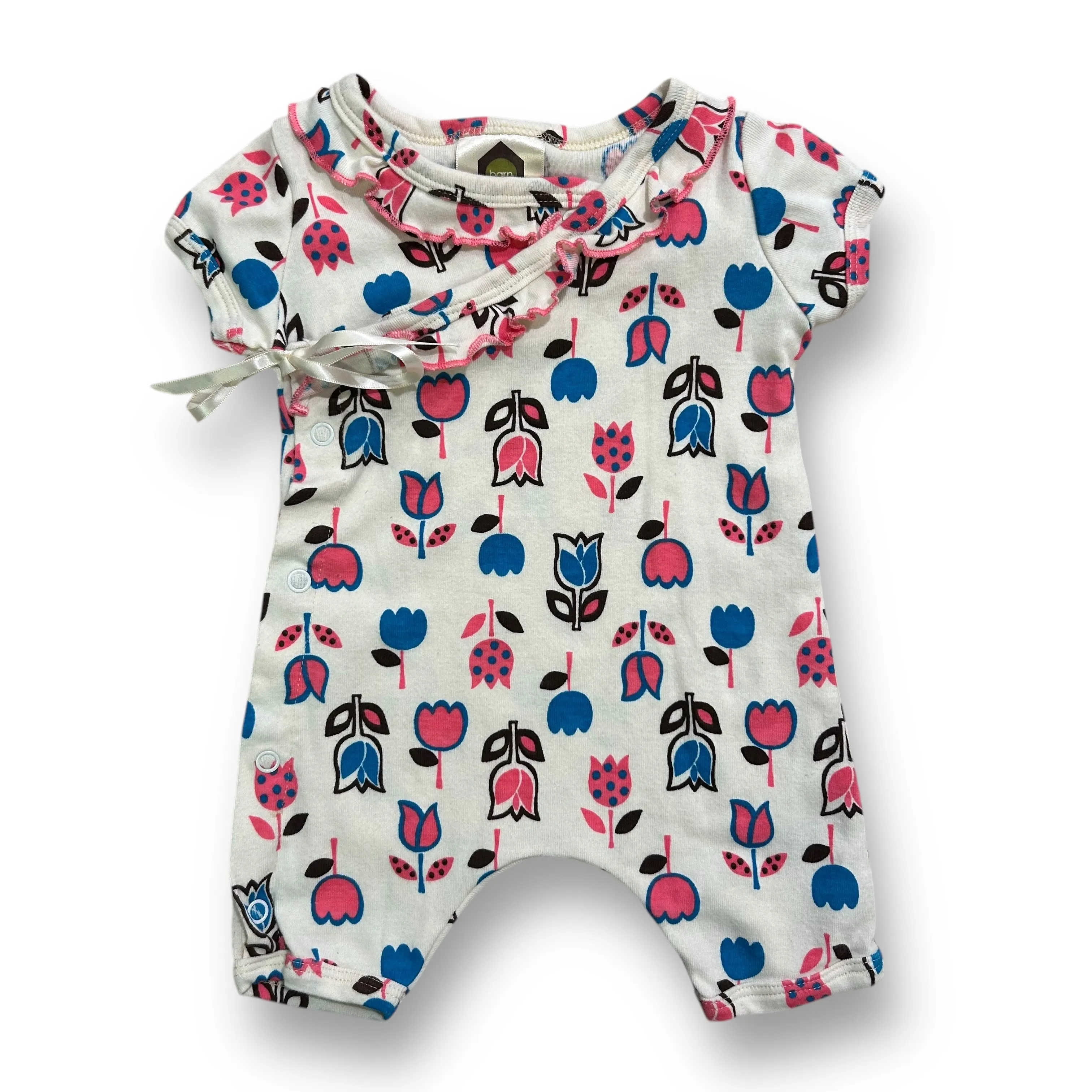 Girls Barn Los Angeles Size 12 Months Tulip Print Organic Romper