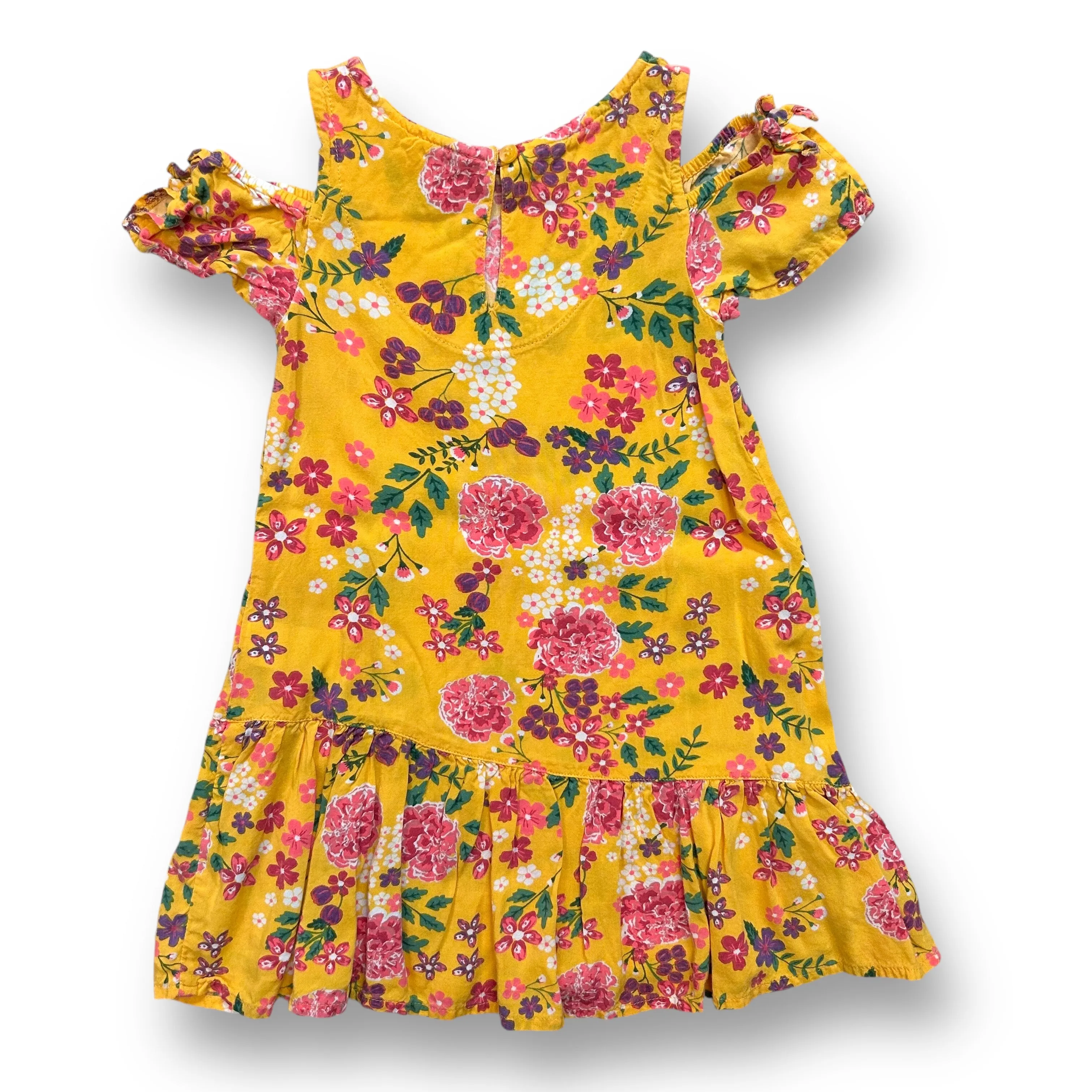 Girls Beebay Size 18-24 Months Mustard Floral Cold Shoulder Sun Dress