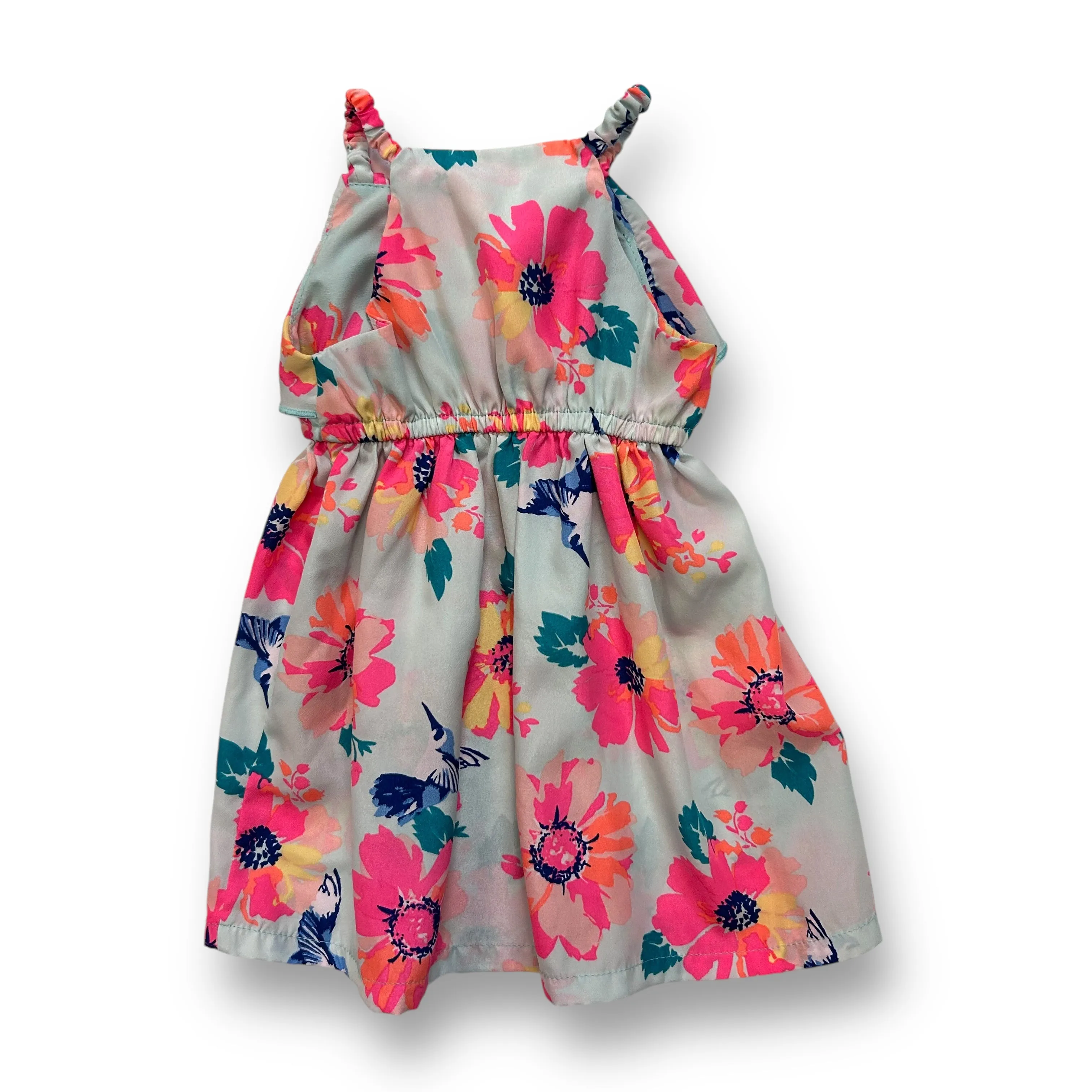 Girls Blueberi Boulevard Size 12 Months Aqua Floral Print Spaghetti Strap Dress