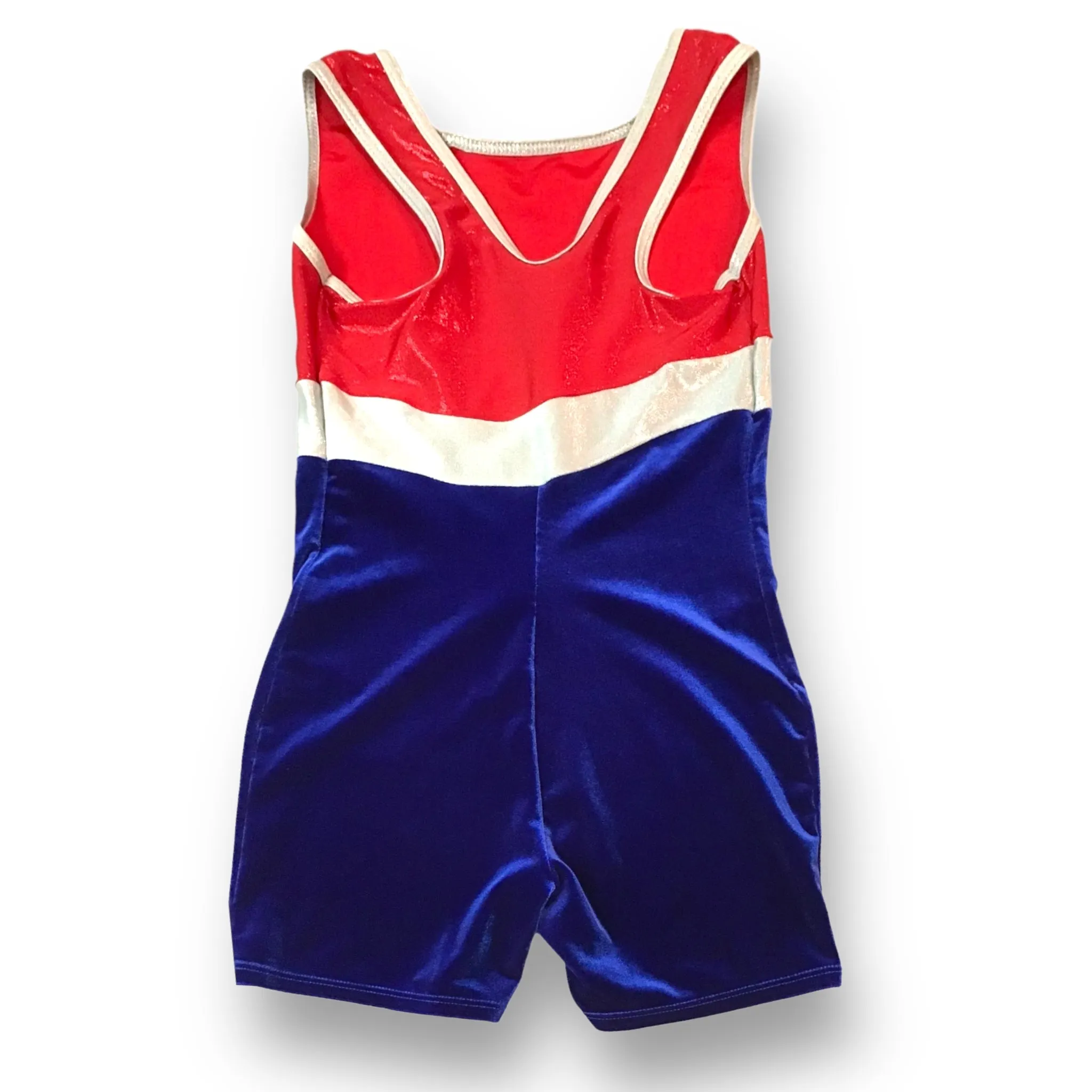 Girls Body Wrappers Size 8/10 Red & Blue Velvet Dance Leotard