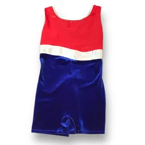 Girls Body Wrappers Size 8/10 Red & Blue Velvet Dance Leotard