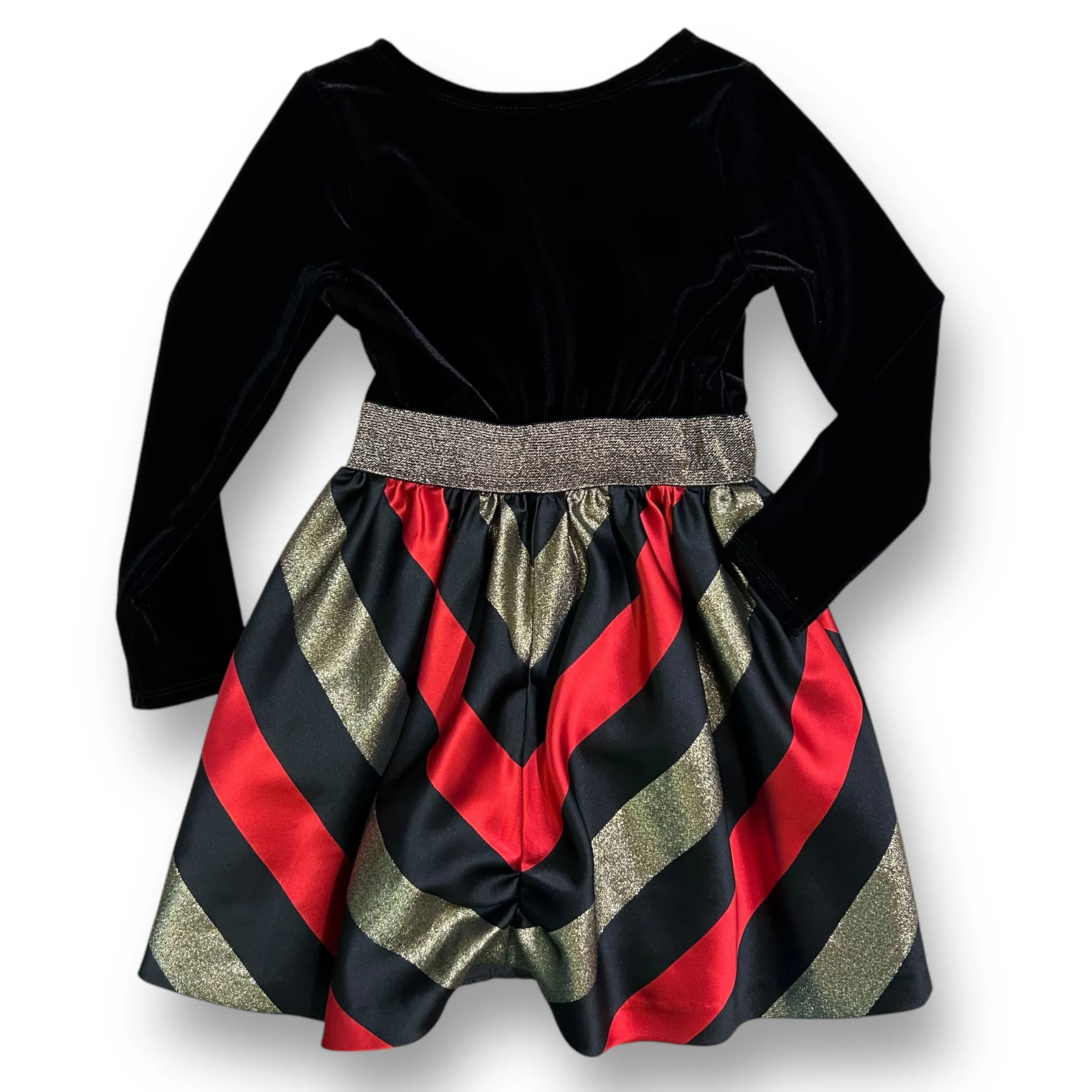 Girls Bonnie Jean Size 7 Red/Gold & Black Velvet Holiday Dress