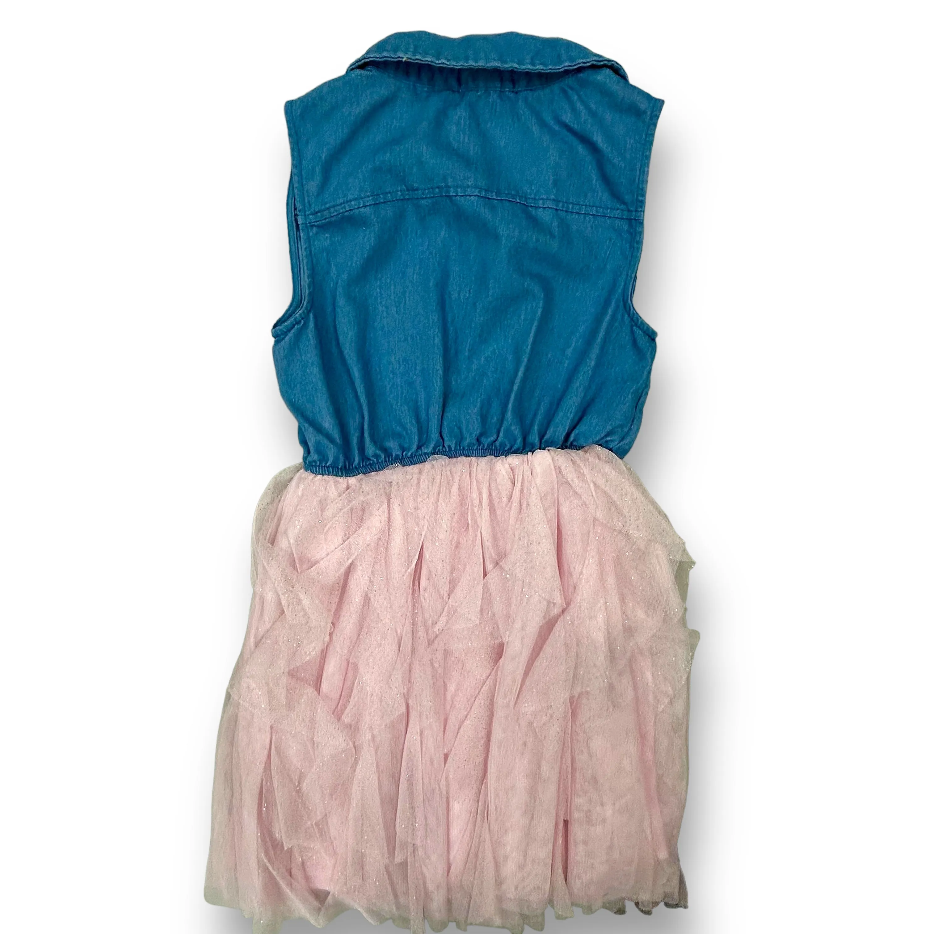 Girls Btween Size 10 Blue & Pink Denim Sleeveless Tulle Bottom Dress