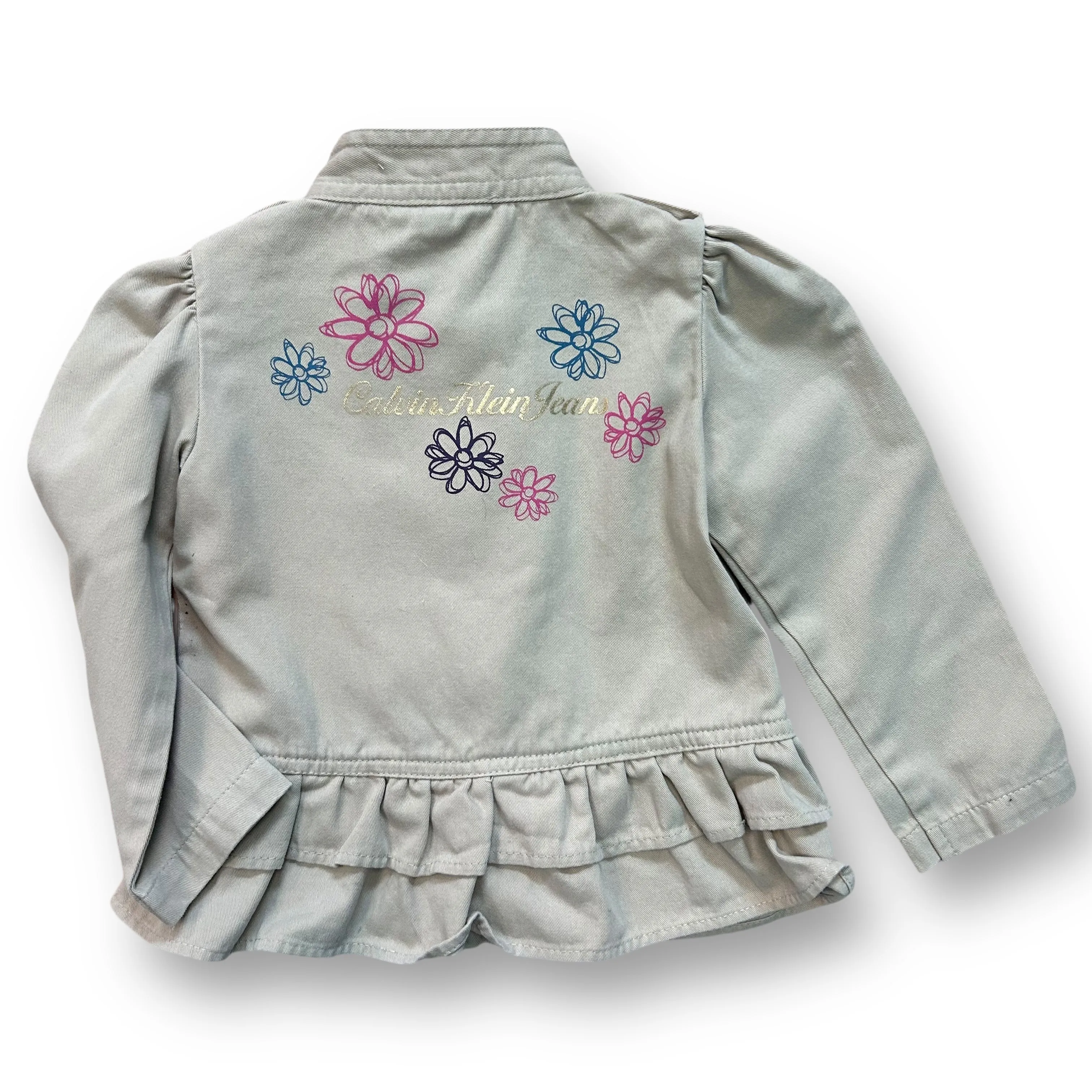 Girls Calvin Klein Jeans Size 24 Months Khaki Long Sleeve Ruffle Jacket