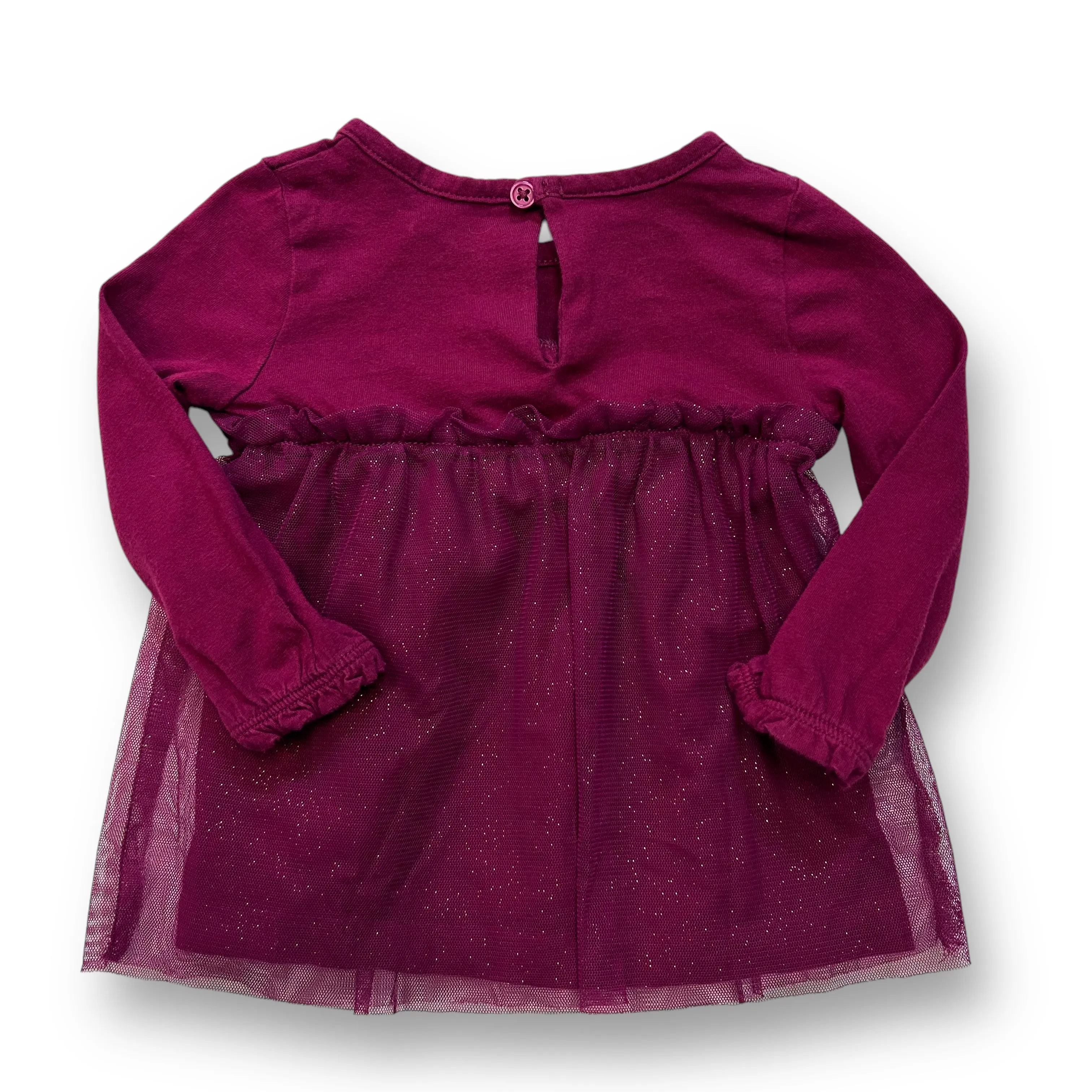Girls Carter's Size 12 Months Fuchsia Tulle Bottom Long Sleeve Shirt