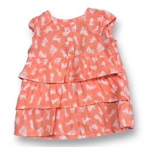 Girls Carter's Size 12 Months Peach Bunnies Ruffle Blouse