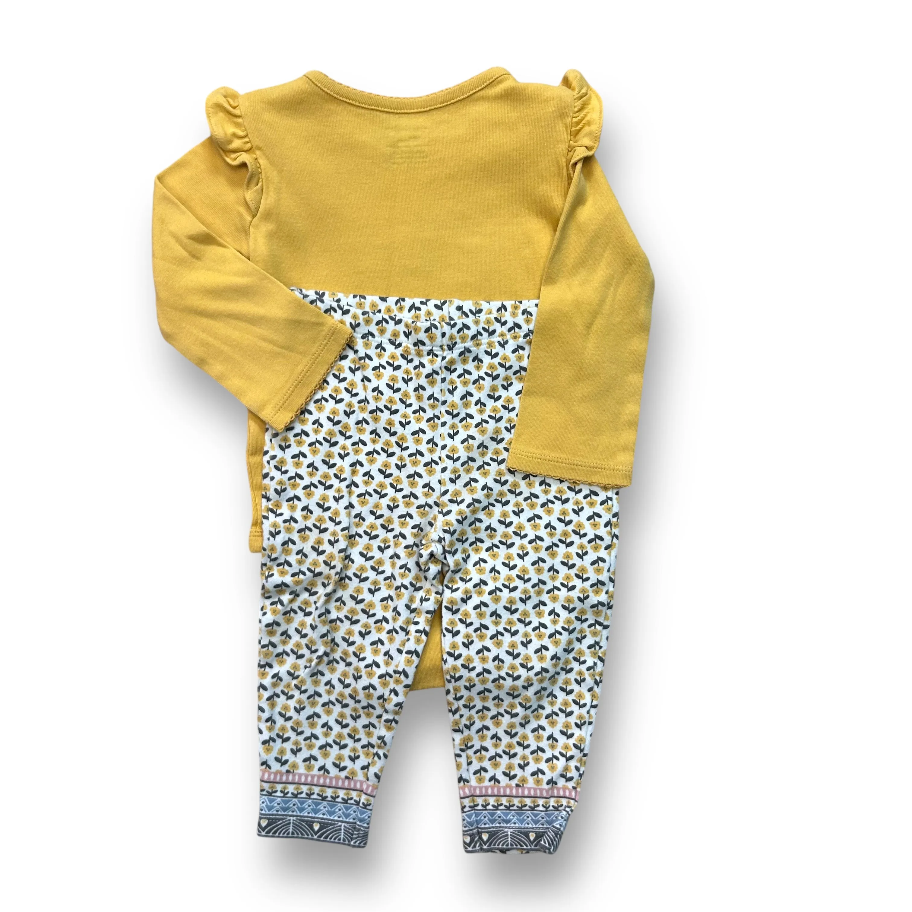 Girls Carter's Size 12 Months Yellow & Gray Llama Printed 2-Pc Outfit