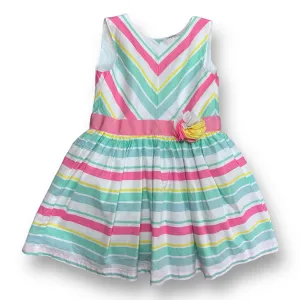 Girls Carter's Size 2T Pink & Green Striped Sleeveless Dress