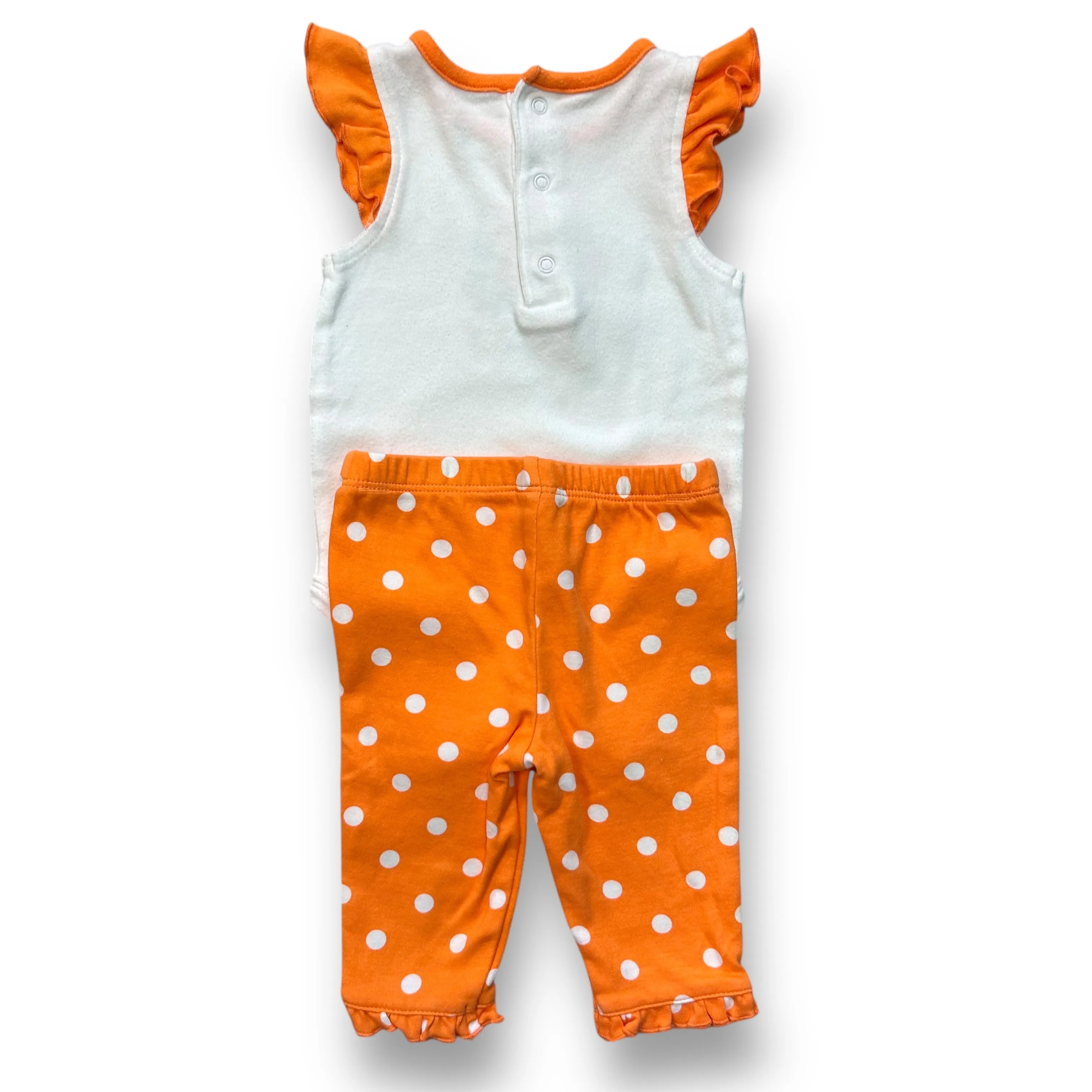 Girls Carter's Size 3 Months Orange & White Mommy Ruffle 2-Pc Outfit