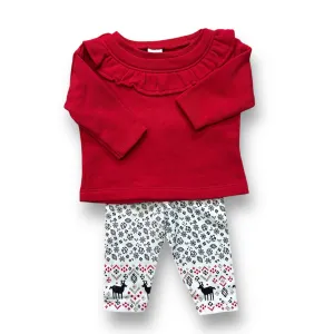 Girls Carter's Size 3 Months Red & White Soft Fleece Christmas Outfit