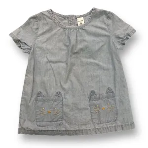Girls Carter's Size 4T Short Sleeve Light Blue Denim Blouse