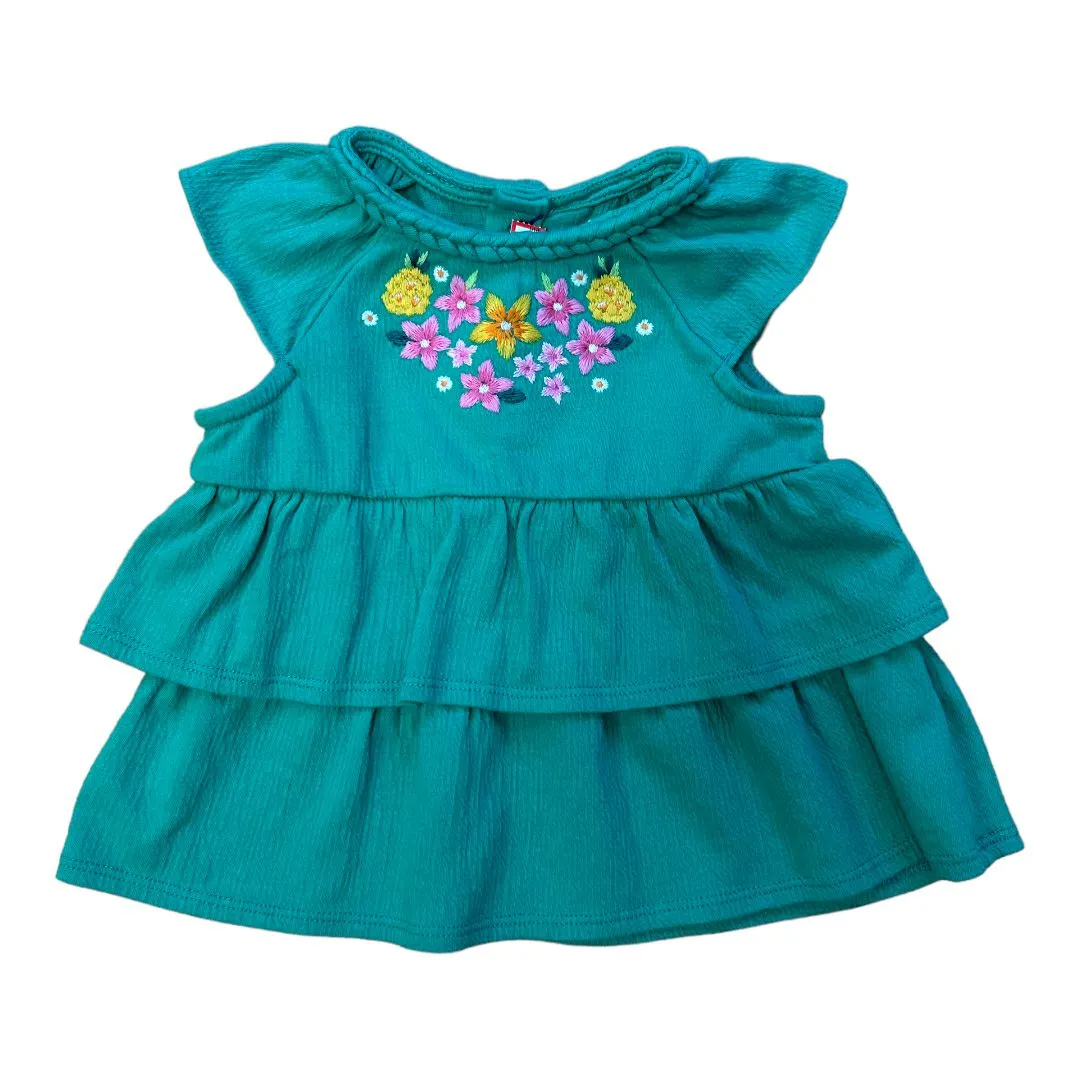 Girls Carter's Size 6 Months Green Ruffle Cotton Blend Blouse