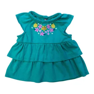 Girls Carter's Size 6 Months Green Ruffle Cotton Blend Blouse
