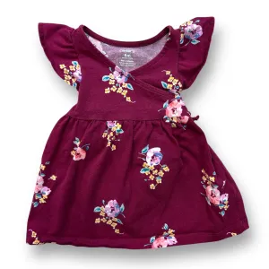 Girls Carter's Size 6 Months Maroon Floral Print Dress & Bloomers