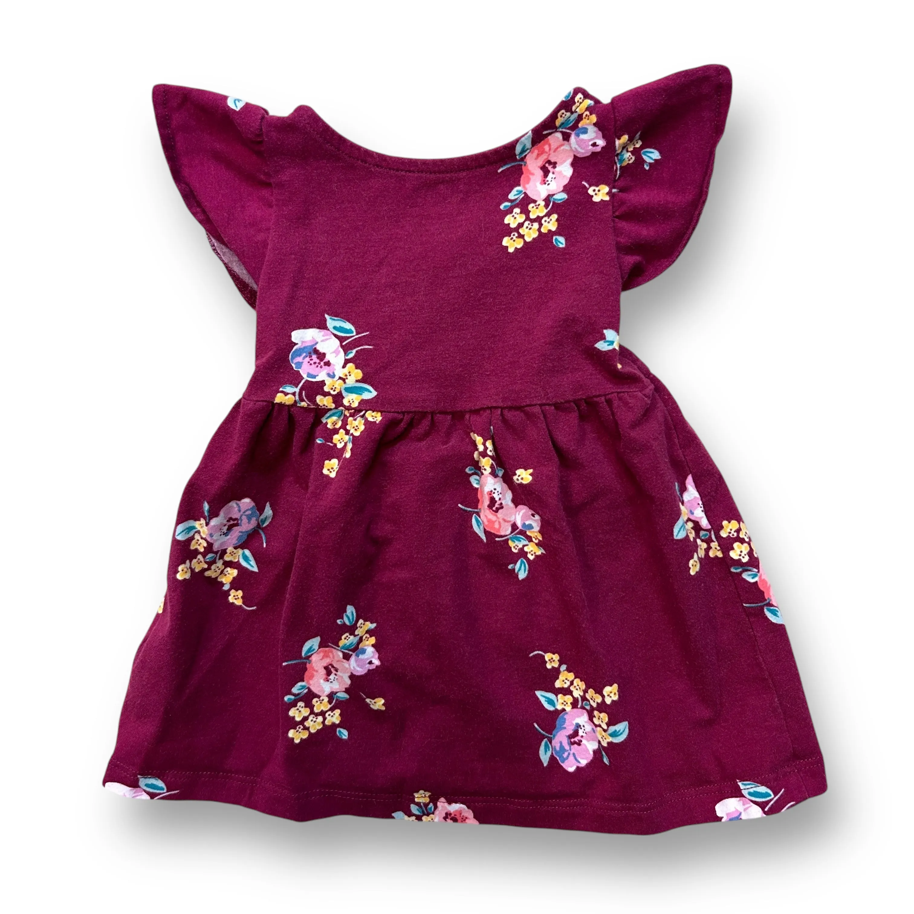 Girls Carter's Size 6 Months Maroon Floral Print Dress & Bloomers