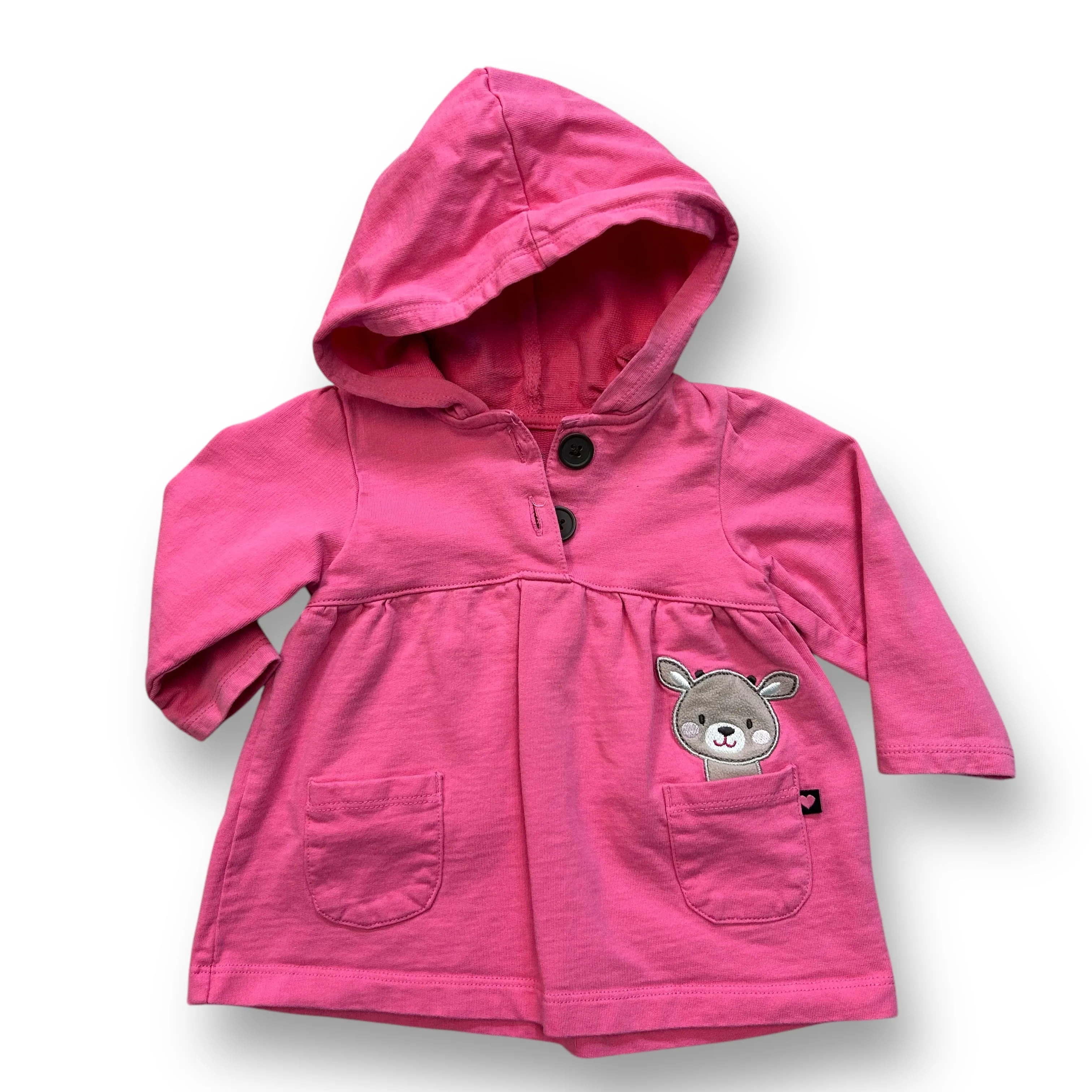 Girls Carter's Size 6 Months Pink Button Top Hooded Dress