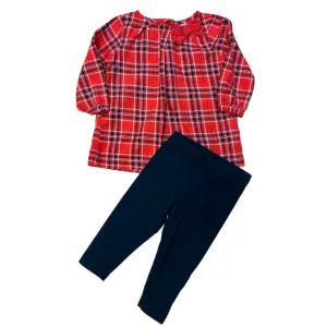 Girls Carter's Size 6 Months Red Plaid & Navy 2-Pc Outfit