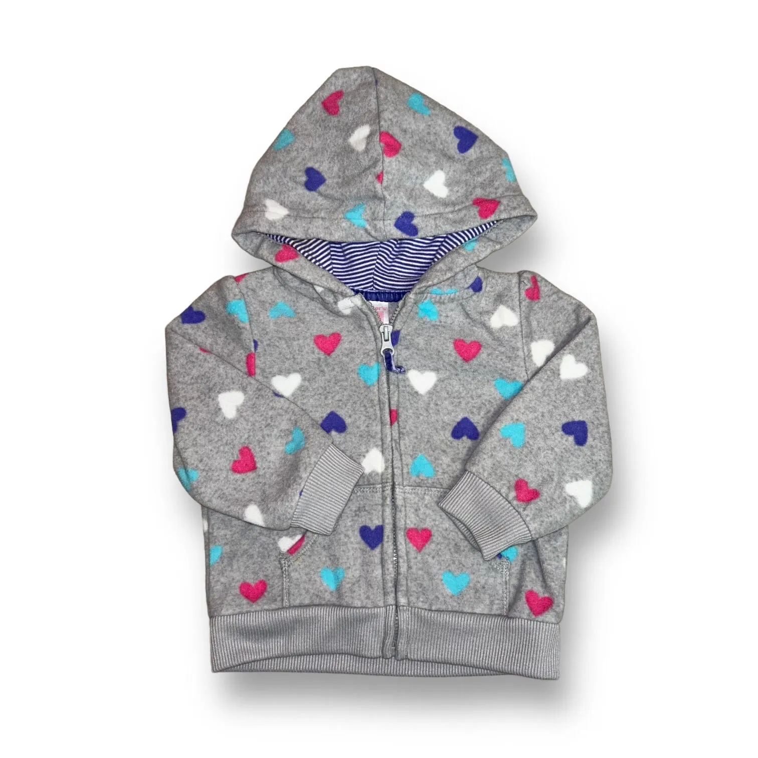 Girls Carter's Size 9 Months Gray Fleece Heart Print Hoodie