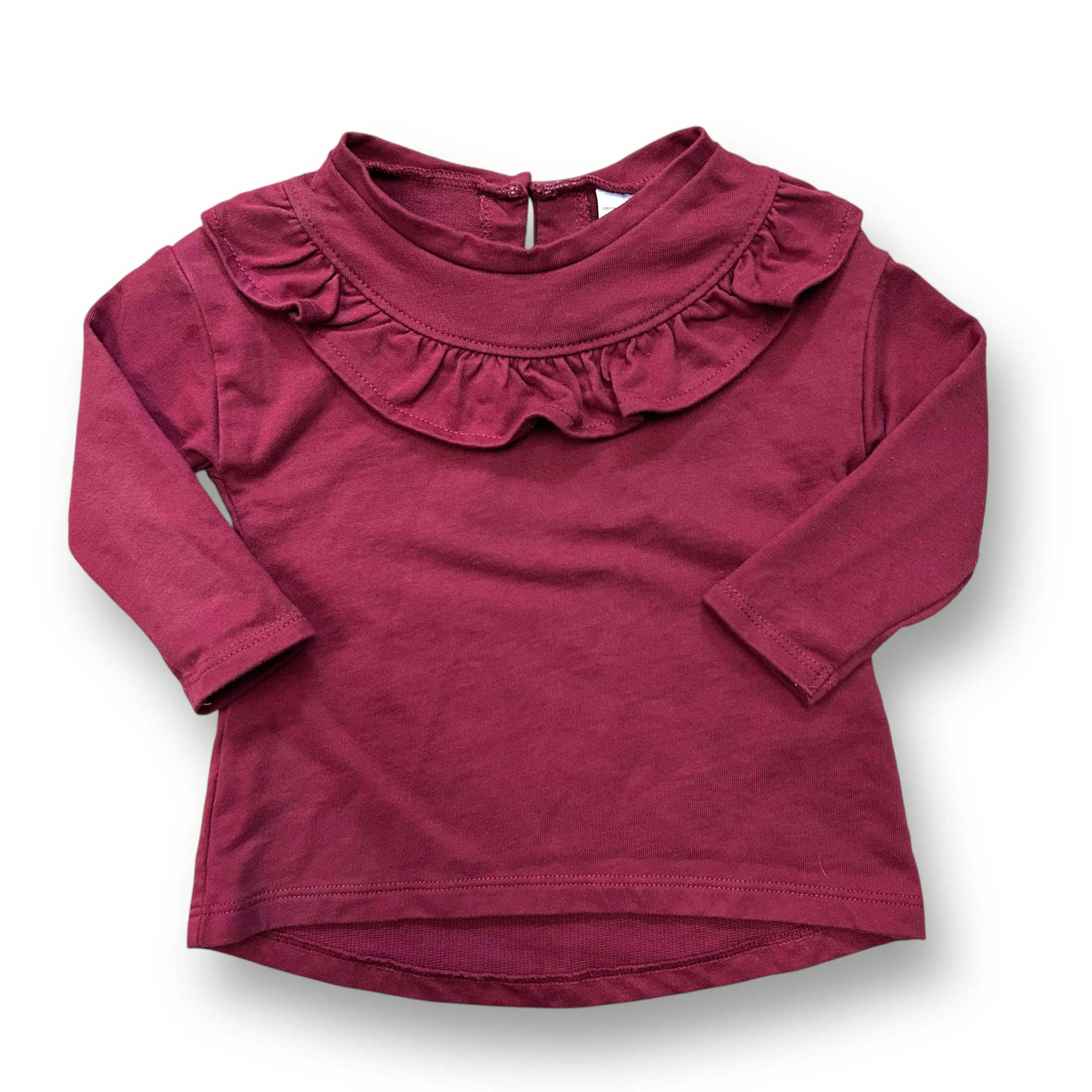 Girls Carter's Size 9 Months Maroon Ruffle Long Sleeve Shirt
