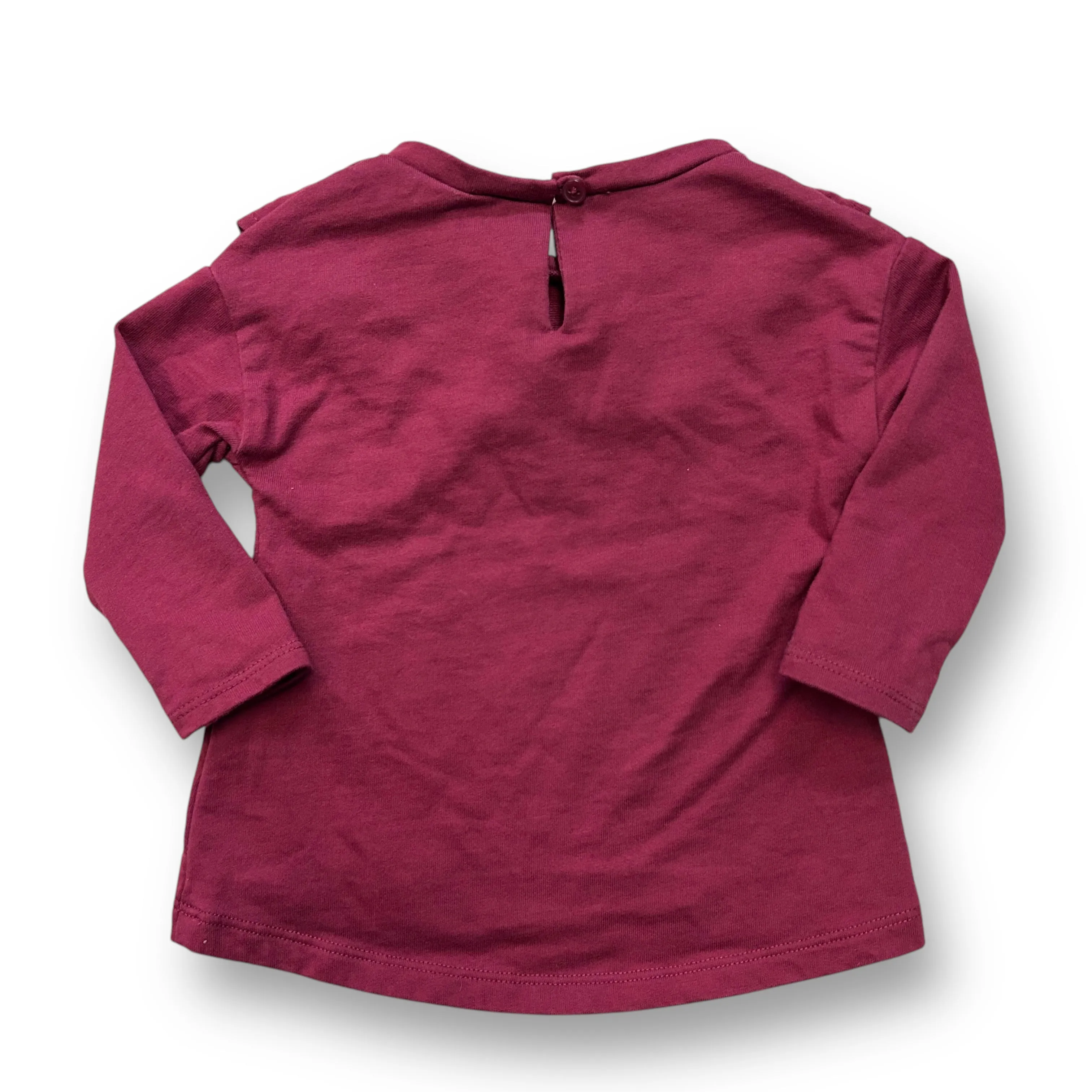 Girls Carter's Size 9 Months Maroon Ruffle Long Sleeve Shirt