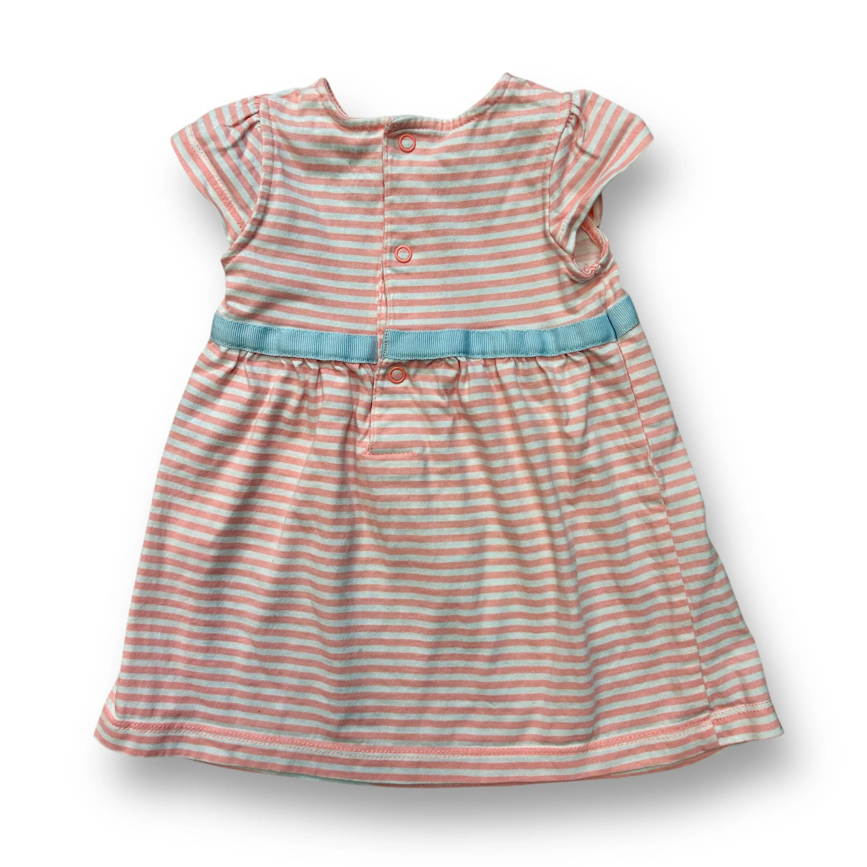Girls Carter's Size 9 Months Peach & White Striped Short Sleeve Dress