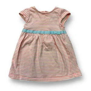 Girls Carter's Size 9 Months Peach & White Striped Short Sleeve Dress