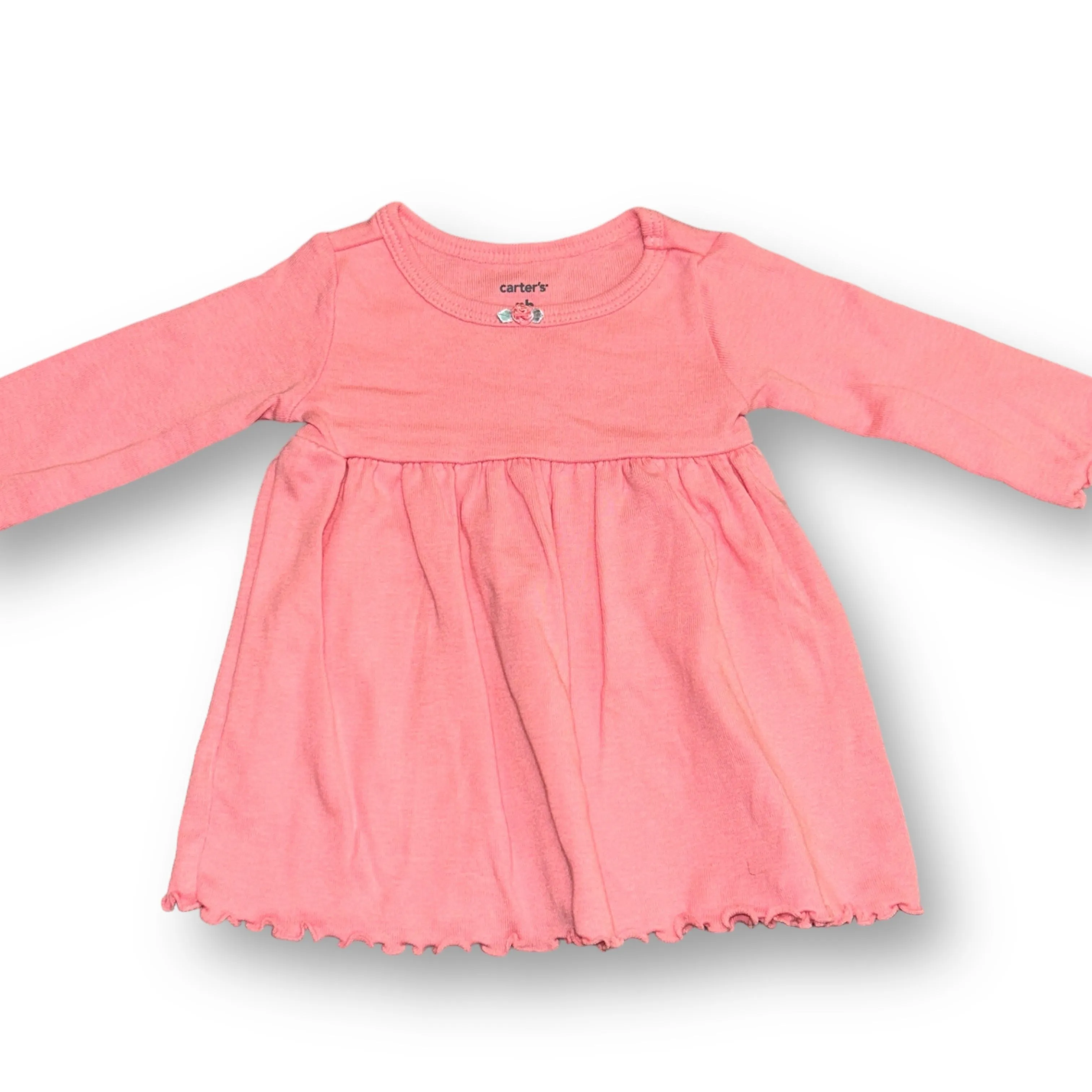 Girls Carter's Size Newborn Pink Long Sleeve Dress