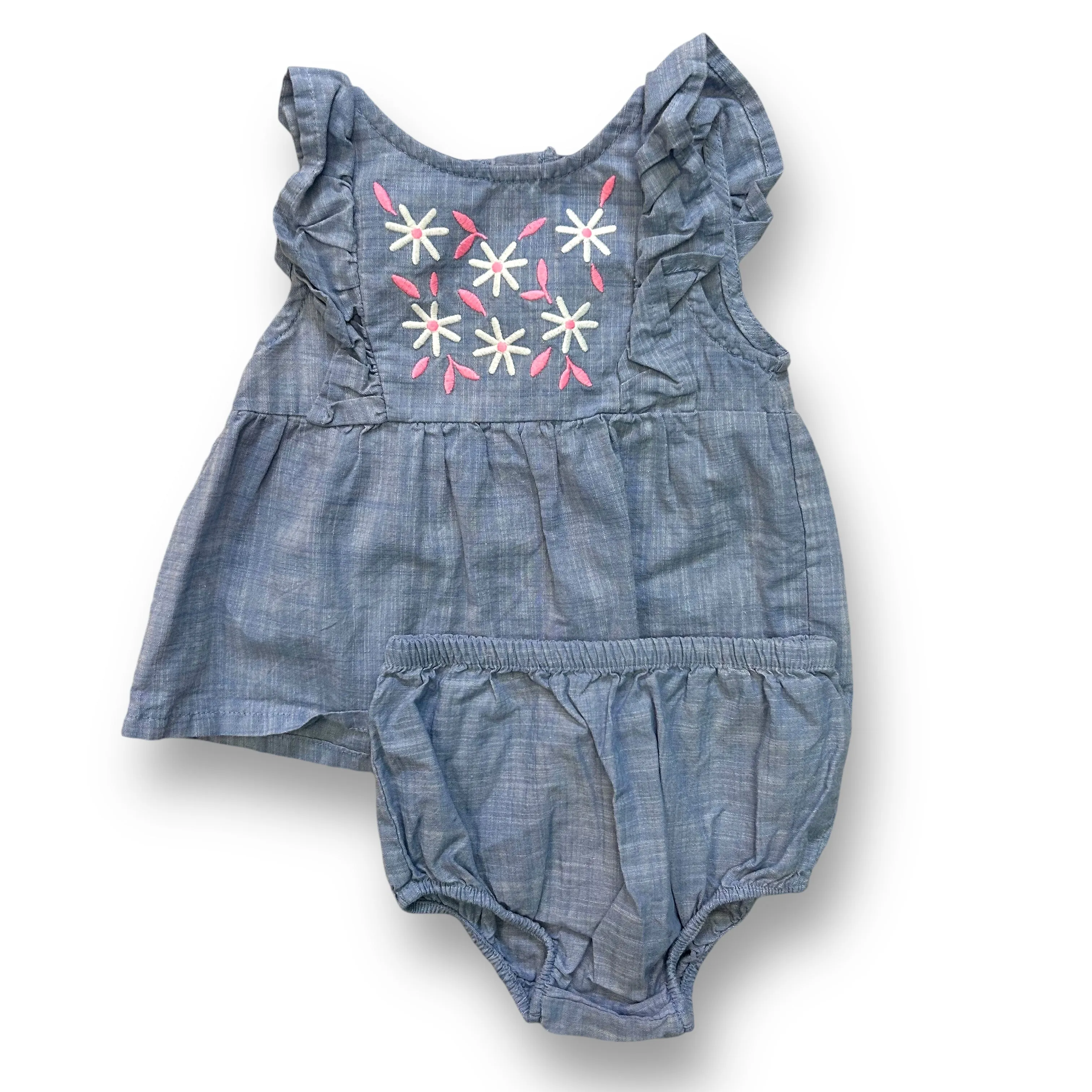 Girls Cat & Jack Size 12 Months Denim Sleeveless 2-Pc Outfit