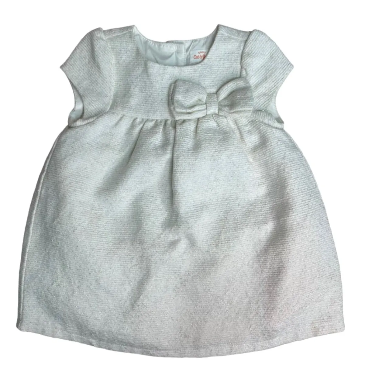 Girls Cat & Jack Size 18 Months Ivory and Gold Shimmer Dress