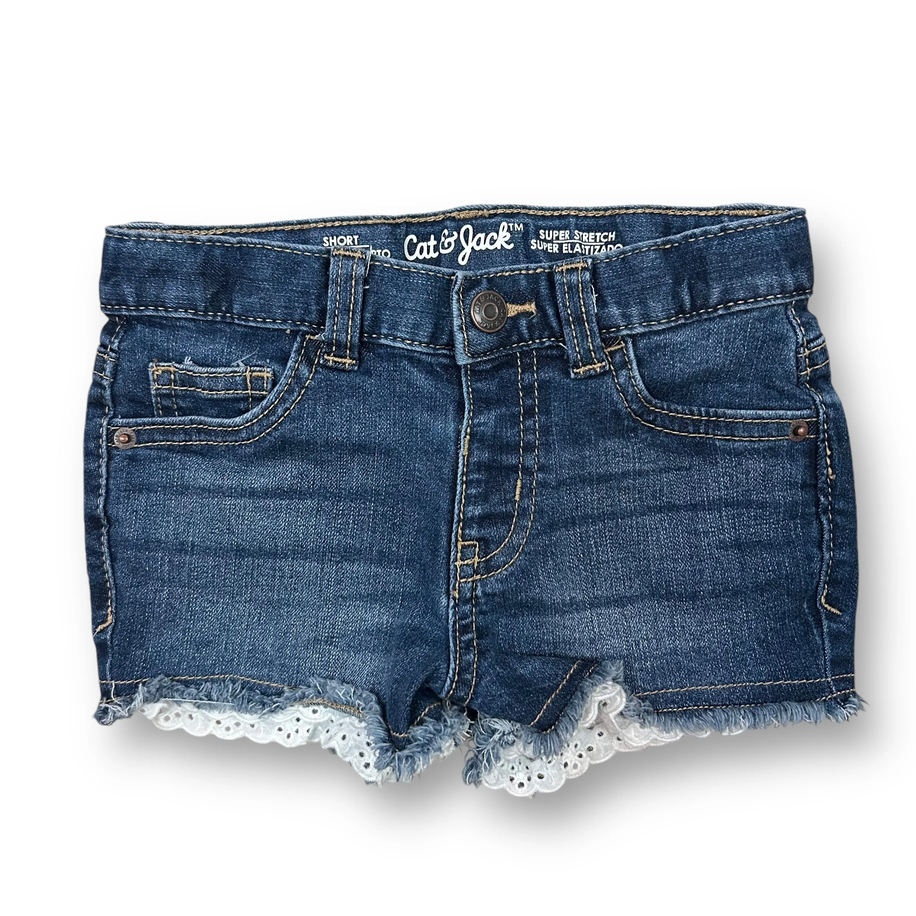 Girls Cat & Jack Size 4T Adjustable Waist Super Stretch Jean Shorts