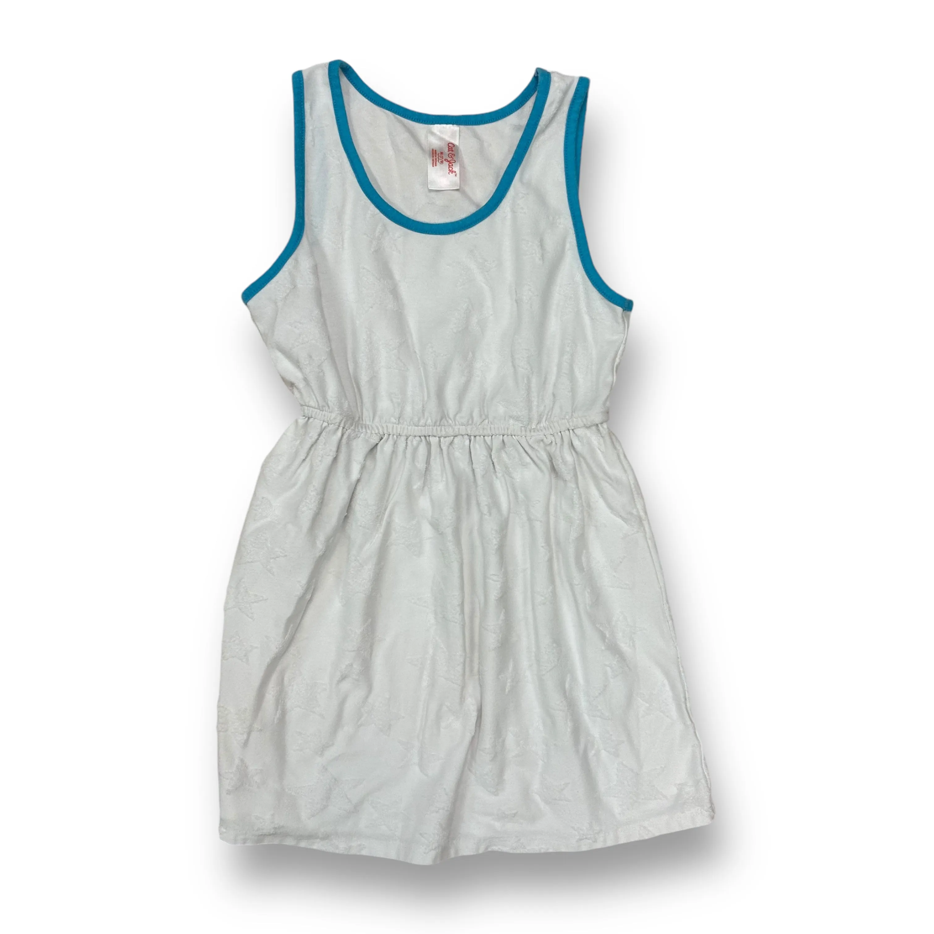 Girls Cat & Jack Size 7/8 M White Sleeveless Terry Star Print Swim Cover-Up