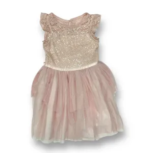 Girls Cat & Jack Size 7/8 Pink Blush Lace & Tulle Flutter Sleeve Dress