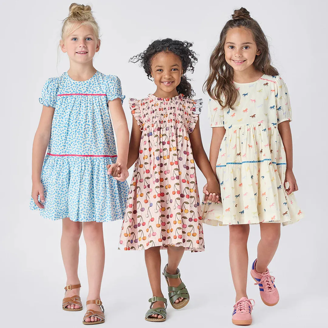 Girls Charlie Dress - Multi Tiny Horses