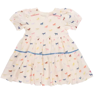 Girls Charlie Dress - Multi Tiny Horses