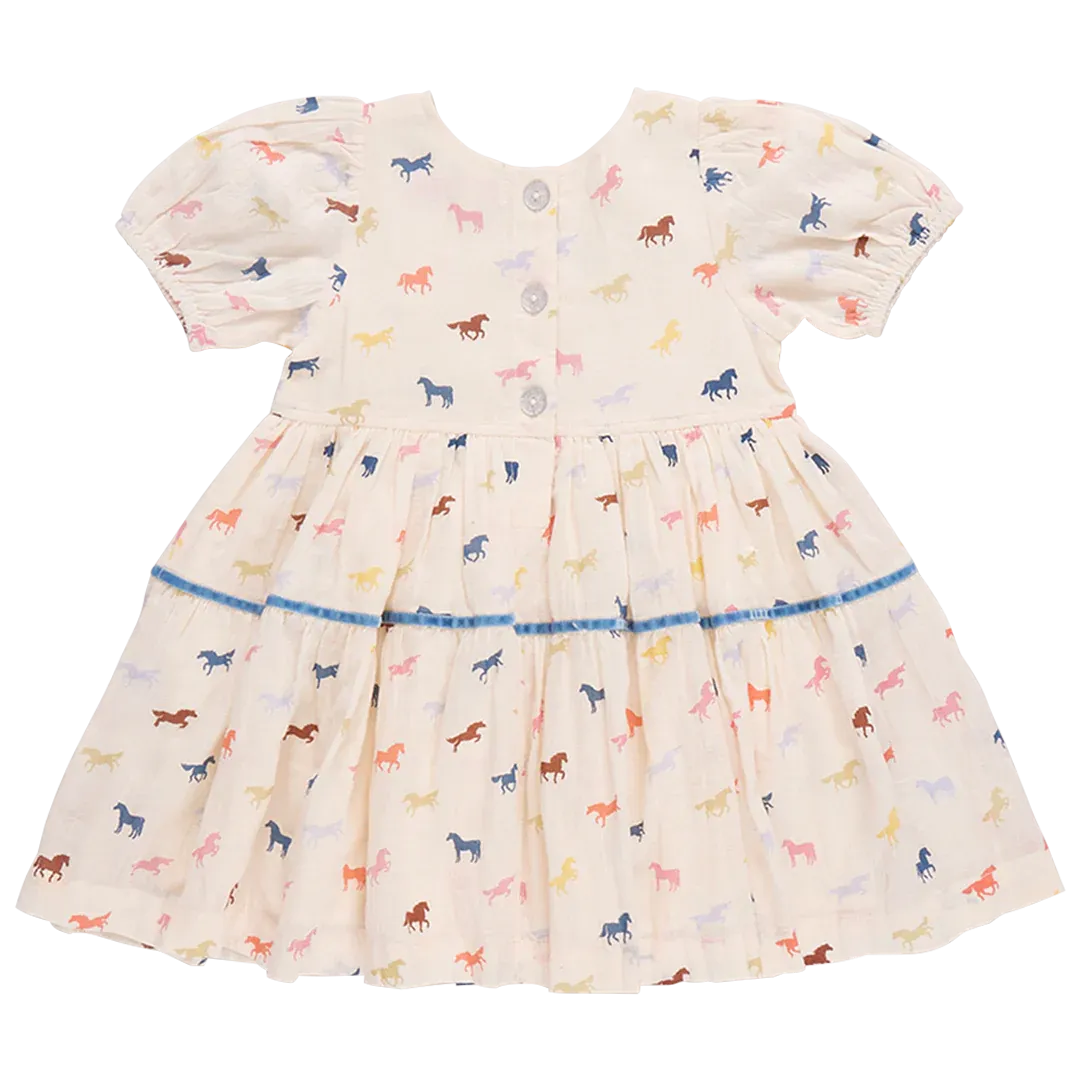 Girls Charlie Dress - Multi Tiny Horses