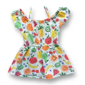 Girls Children's Place Size 18-24 Months White Fruit Print Cold Shoulder Dress