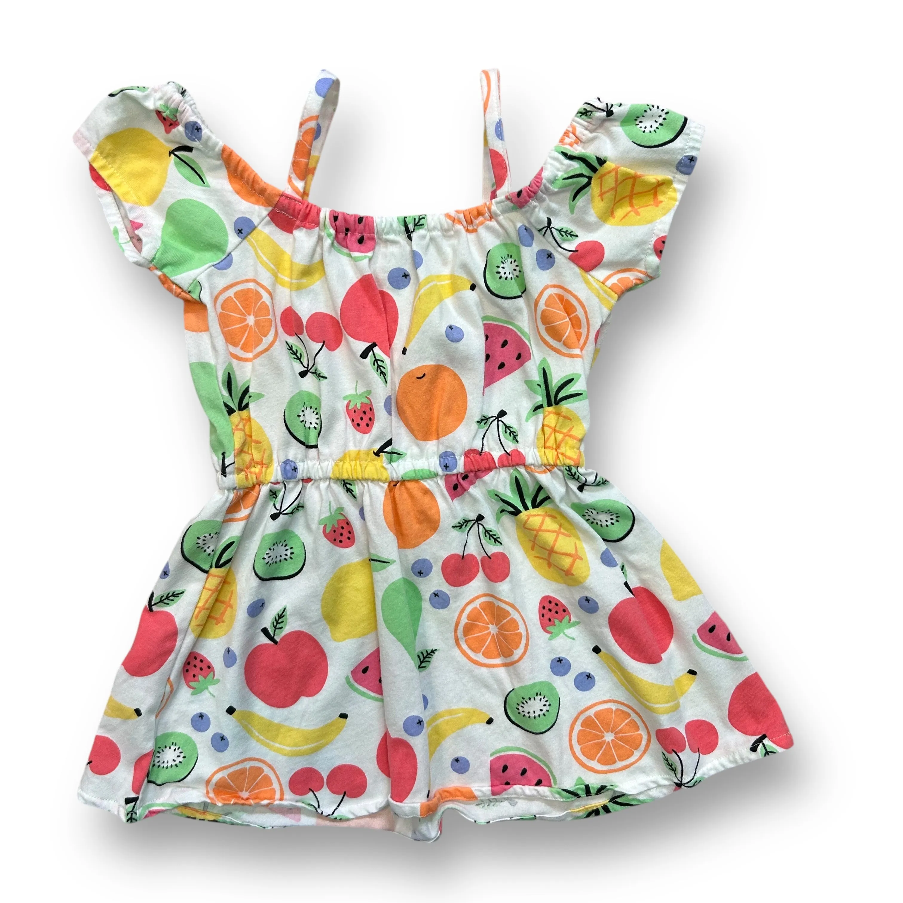 Girls Children's Place Size 18-24 Months White Fruit Print Cold Shoulder Dress