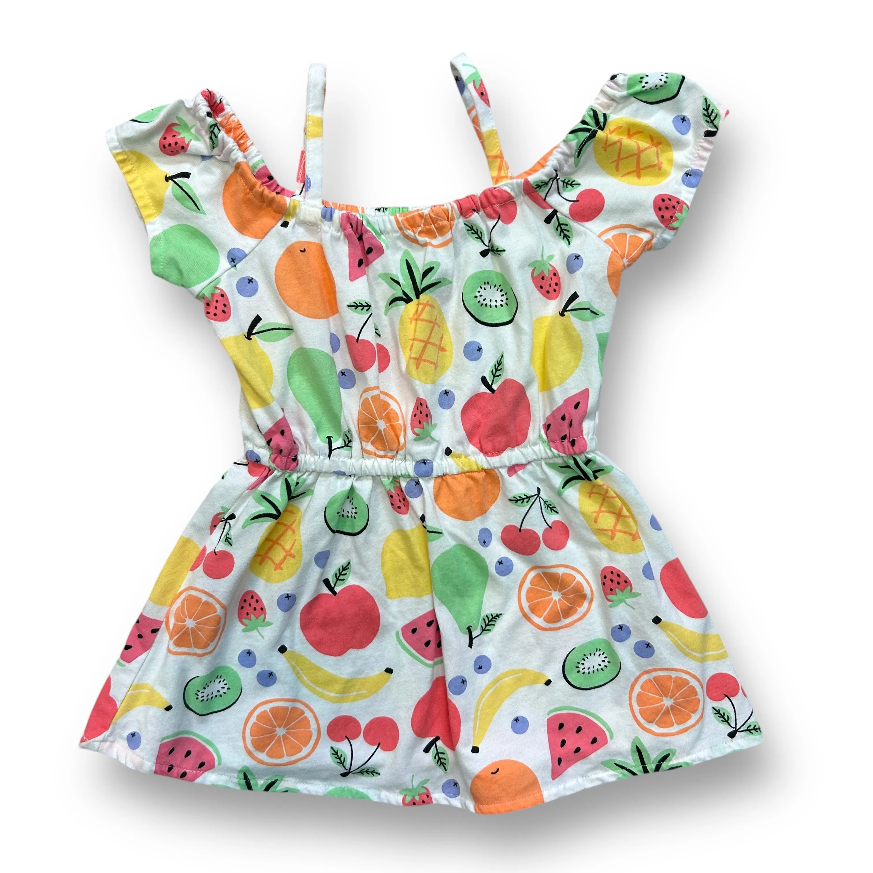 Girls Children's Place Size 18-24 Months White Fruit Print Cold Shoulder Dress