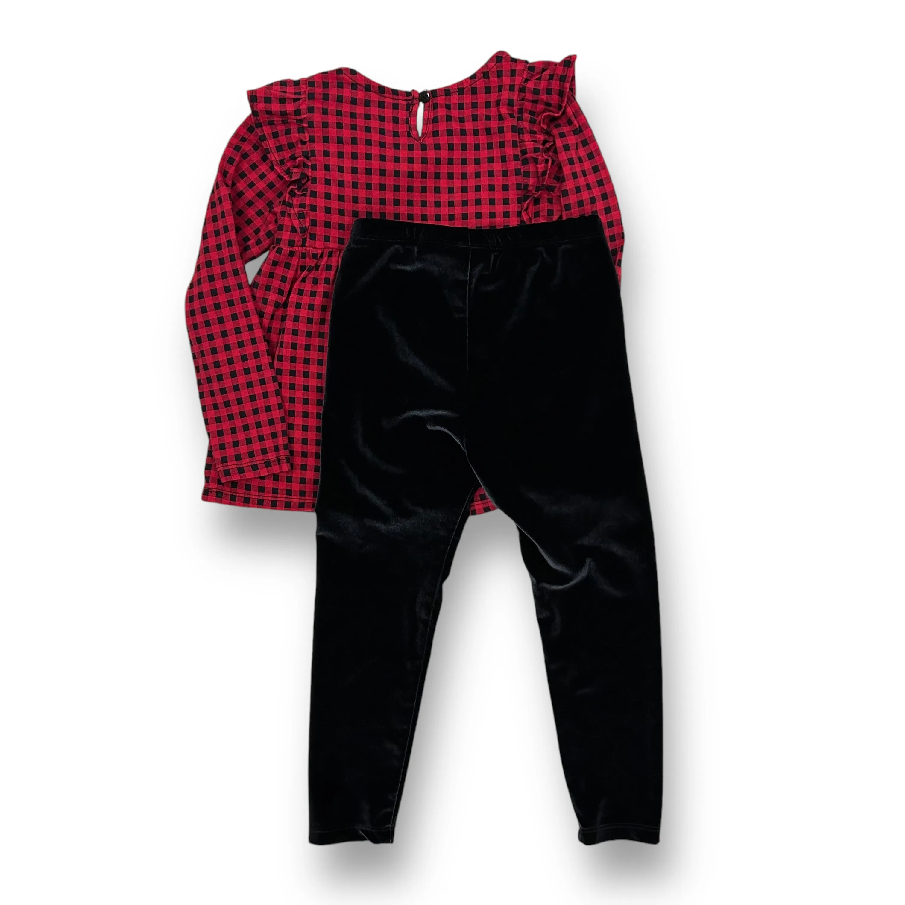 Girls Children's Place Size 4T Red & Black Velour Holiday 2-Pc Outfit