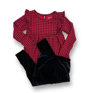 Girls Children's Place Size 4T Red & Black Velour Holiday 2-Pc Outfit